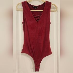 Burgandy Ribbed Bodysuit